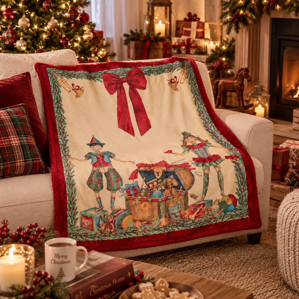 Plaid con Giftbox Vintage Toys Nuvole di Stoffa